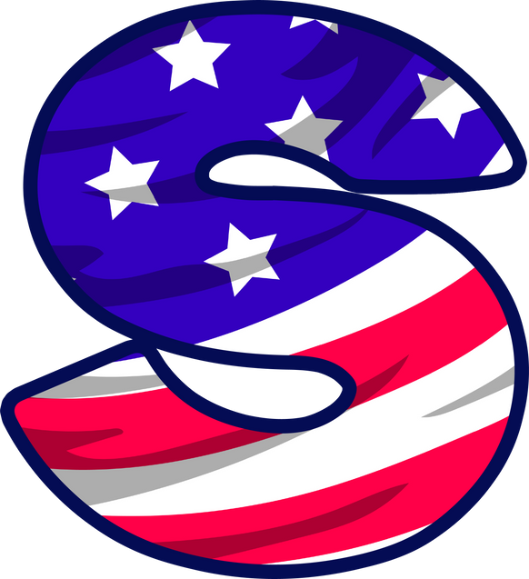 usa flag uppercase alphabet S