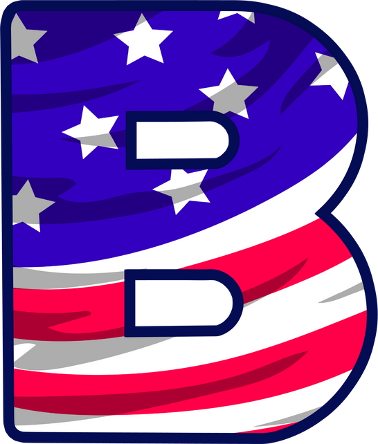 usa flag uppercase alphabet B