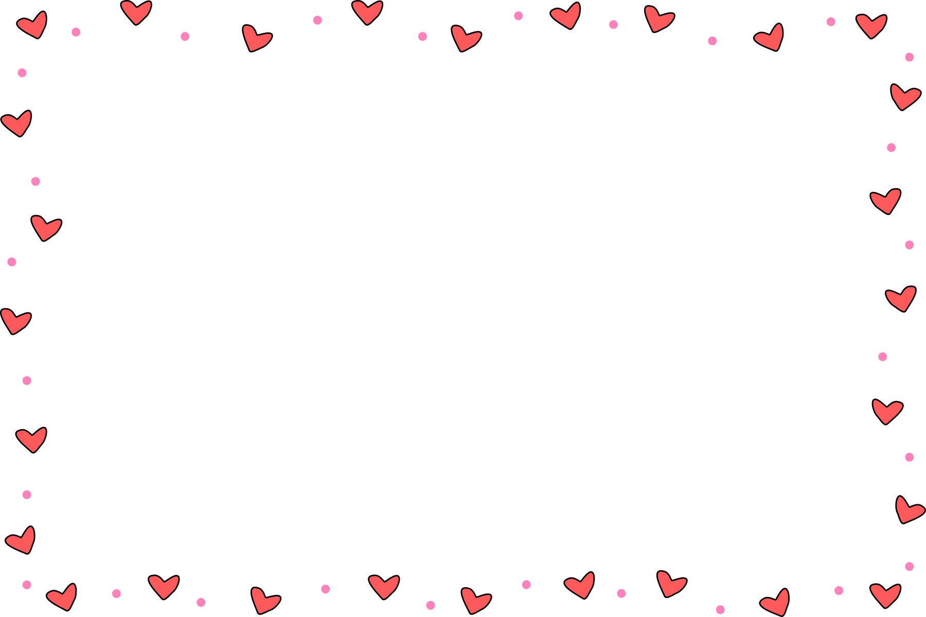 Cute black and red border or frame with many hearts.