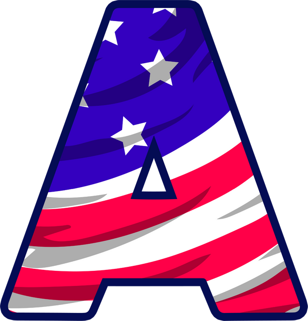 usa flag uppercase alphabet A