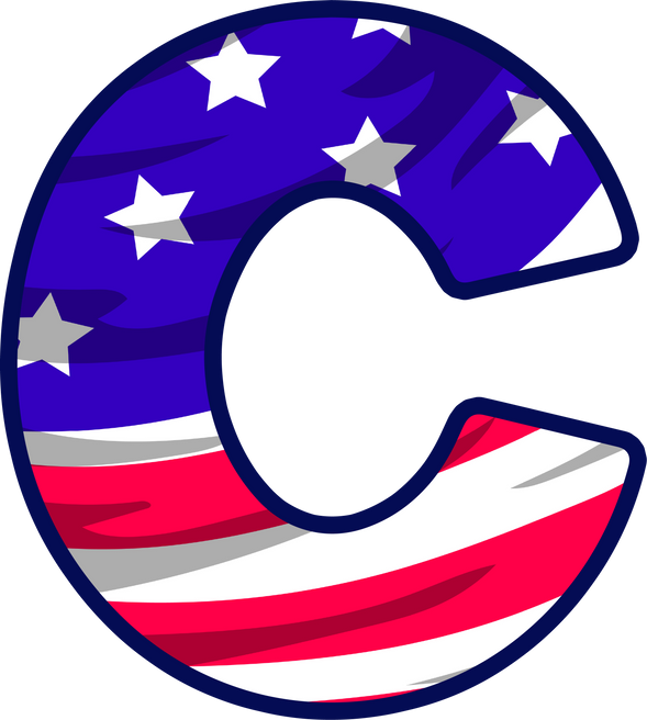 usa flag uppercase alphabet C