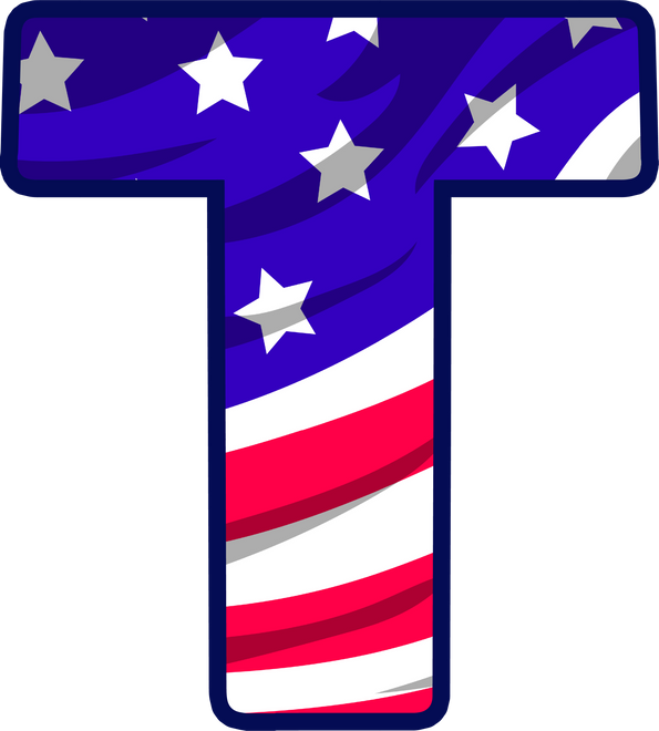 usa flag uppercase alphabet T