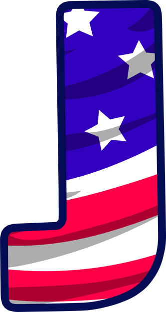 usa flag uppercase alphabet J