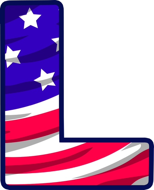 usa flag uppercase alphabet L