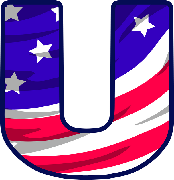 usa flag uppercase alphabet U