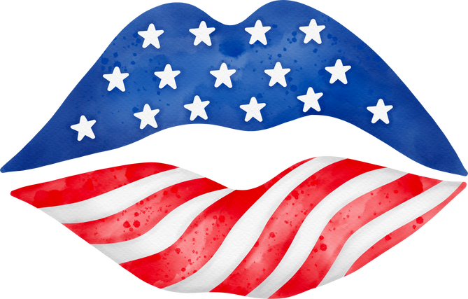 lip us 4th of july watercolor illustration